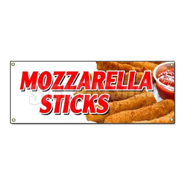 Signmission Mozzarella Sticks Banner Heavy Duty 13 Oz Vinyl with Grommets B-Mozzarella Sticks - main